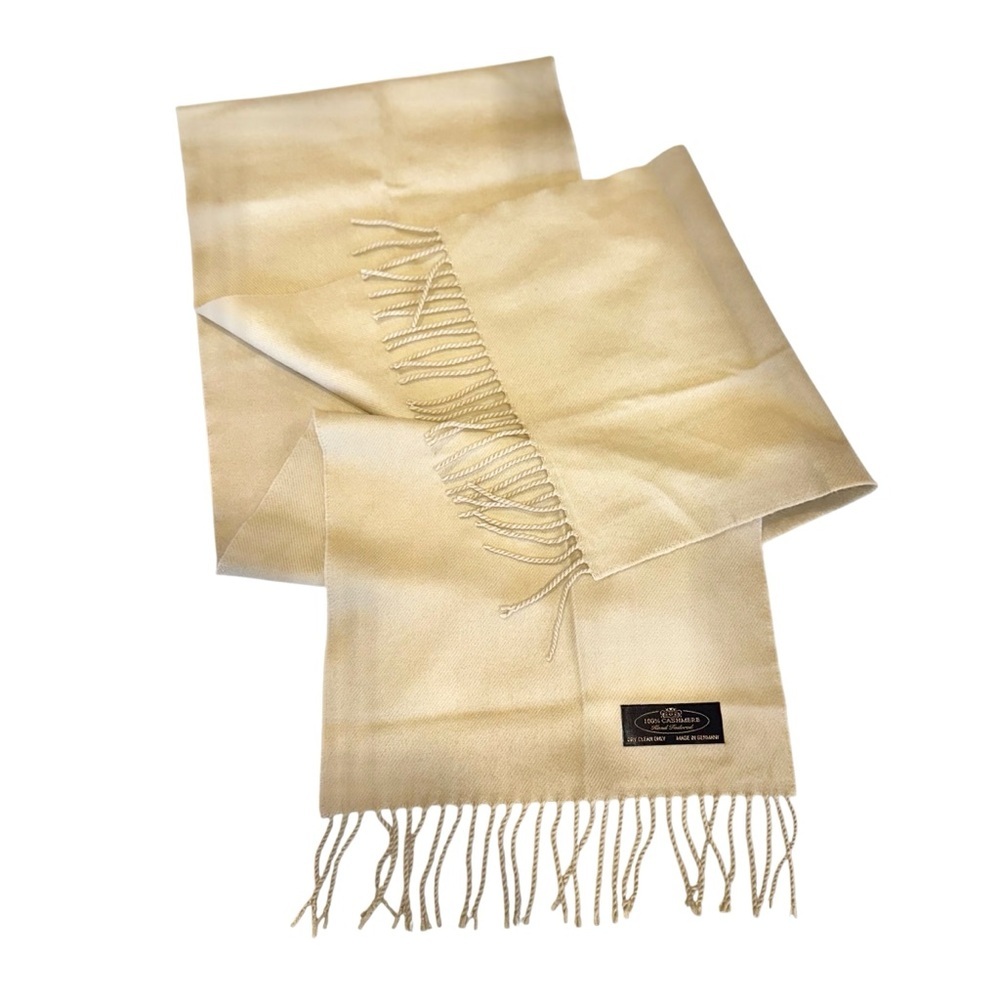 100% Cashmere Scarf Made in Germany Cream Beige Unisex 68x11.75” - Picture 3 of 3